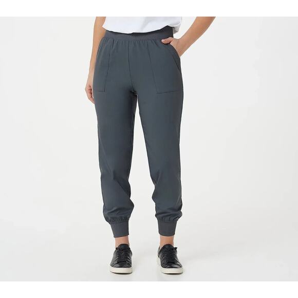 ZUDA NEW $47 Z-Eco Cityscape Jogger Pant w/ Rib Knit Detail Iron Small - Picture 1 of 2